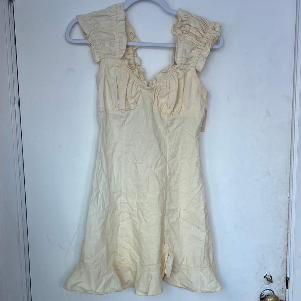 Cream Ruffled Sleeveless Dress